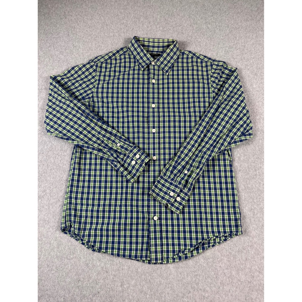 Banana Republic Mens Blue Green Plaid Cotton Button Down Shirt Size M LS